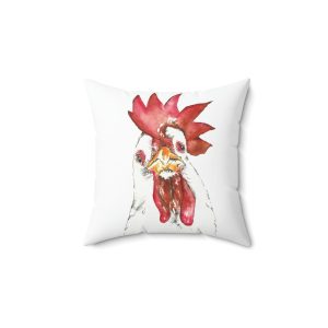 Spun Polyester Square Pillow - Millie the Chicken & Sunflowers