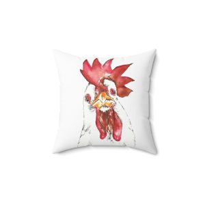 Spun Polyester Square Pillow - Millie the Chicken & Sunflowers