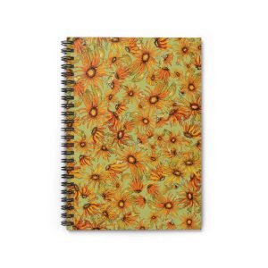 Daisies on Green Spiral Notebook - Ruled Line